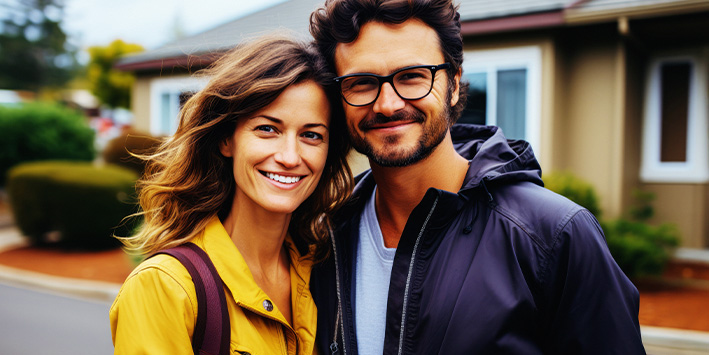 Smilling couple just got a Mortgage